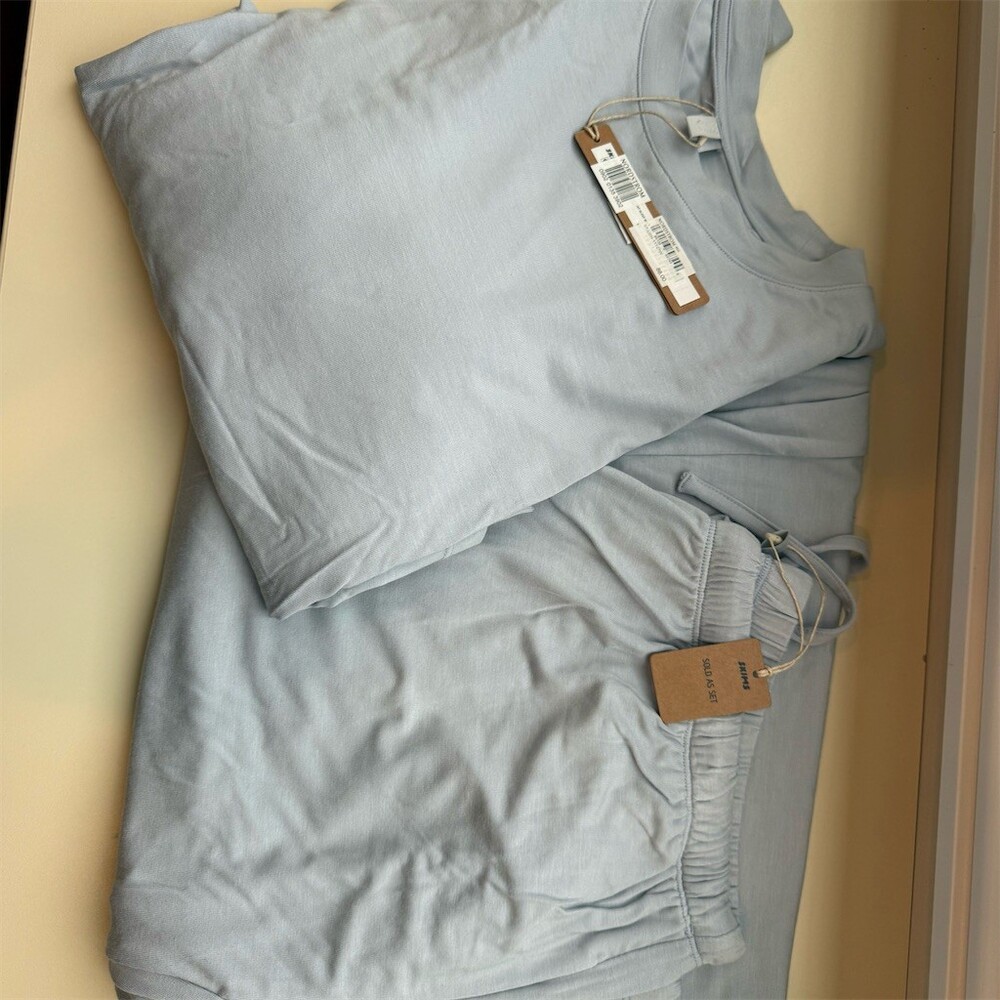 SKIMS Soft Lounge Set Womens Size M Light Blue Long Sleeve Top & Pants - Picture 7 of 7